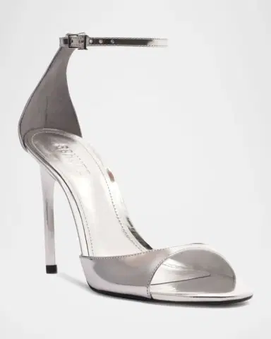 Schutz Scarlett Metallic Leather Ankle-Strap Stiletto Sandals | Thumbnail 2