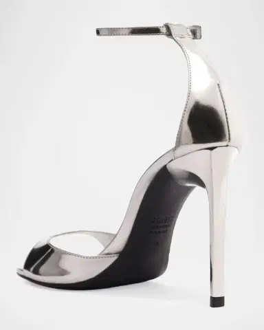 Schutz Scarlett Metallic Leather Ankle-Strap Stiletto Sandals | Thumbnail 3