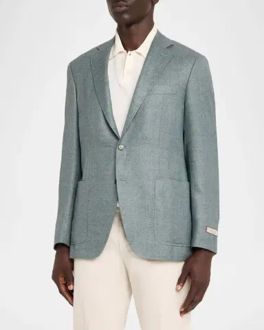 Canali Herringbone Wool-Blend Single-Breasted Blazer | Thumbnail 4 Canali Herringbone Wool-Blend Single-Breasted Blazer | Thumbnail 4