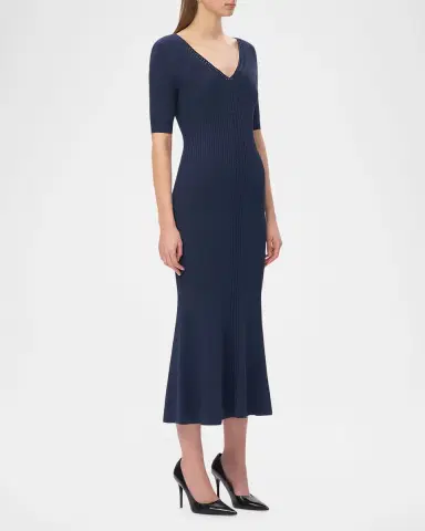 Hervé Léger The Aria Rib Knit Mermaid Midi Dress | Thumbnail 4 Hervé Léger The Aria Rib Knit Mermaid Midi Dress | Thumbnail 4