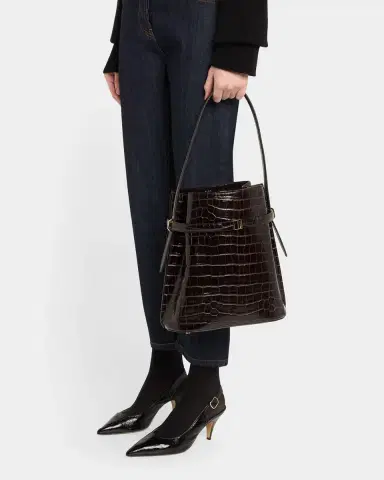 Toteme Belted Croc-Embossed Leather Bucket Bag | Thumbnail 2 Toteme Belted Croc-Embossed Leather Bucket Bag | Thumbnail 2
