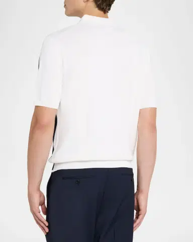 Reiss Men 's Pentel Color-Block Knit Polo Shirt | Thumbnail 3