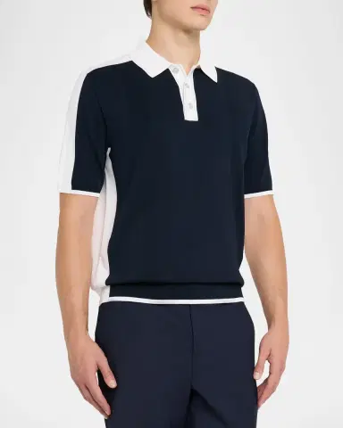 Reiss Men 's Pentel Color-Block Knit Polo Shirt | Thumbnail 4