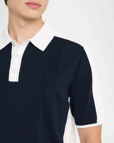 Reiss Men 's Pentel Color-Block Knit Polo Shirt | Thumbnail 5