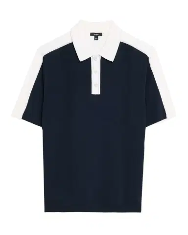 Reiss Men 's Pentel Color-Block Knit Polo Shirt | Thumbnail 1
