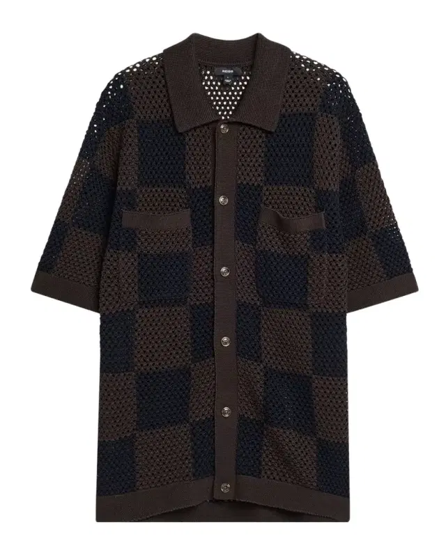 Reiss Men's Alfred Checkered Crochet Short-Sleeve Shirt