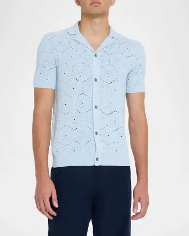 Reiss Men's Royce Geometric Crochet Camp Shirt | Thumbnail 4 Reiss Men's Royce Geometric Crochet Camp Shirt | Thumbnail 4