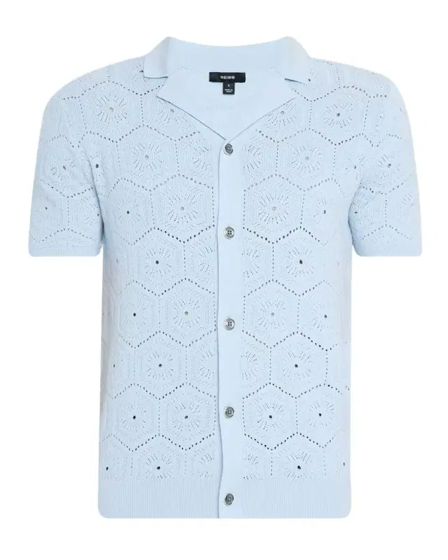 Men's Royce Geometric Crochet Camp Shirt