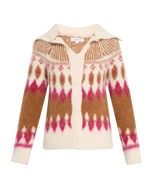 Naadam Brushed Fair Isle Alpaca-Wool Cardigan