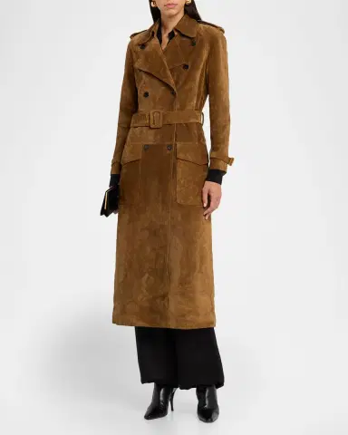 Saint Laurent Belted Suede Trench Coat | Thumbnail 2 Saint Laurent Belted Suede Trench Coat | Thumbnail 2