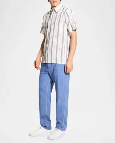 Theory Men's Summer Dobby Stripe Short-Sleeve Shirt | Thumbnail 2