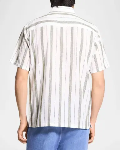 Theory Men's Summer Dobby Stripe Short-Sleeve Shirt | Thumbnail 3