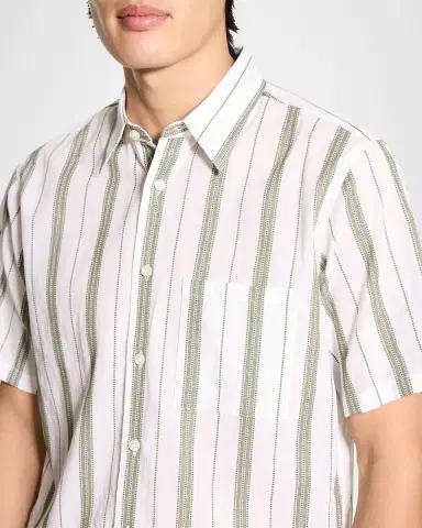 Theory Men's Summer Dobby Stripe Short-Sleeve Shirt | Thumbnail 5