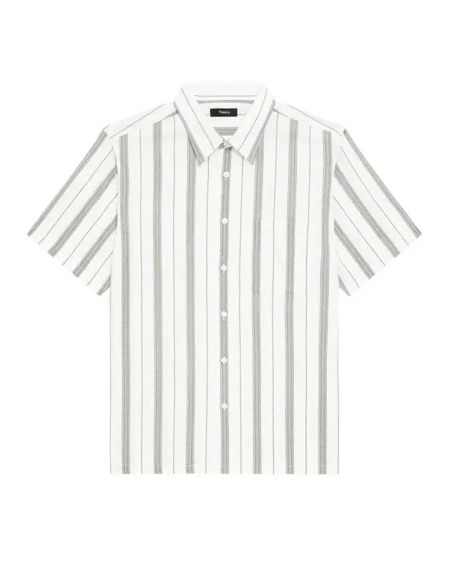 Theory Men 's Summer Dobby Stripe Short-Sleeve Shirt