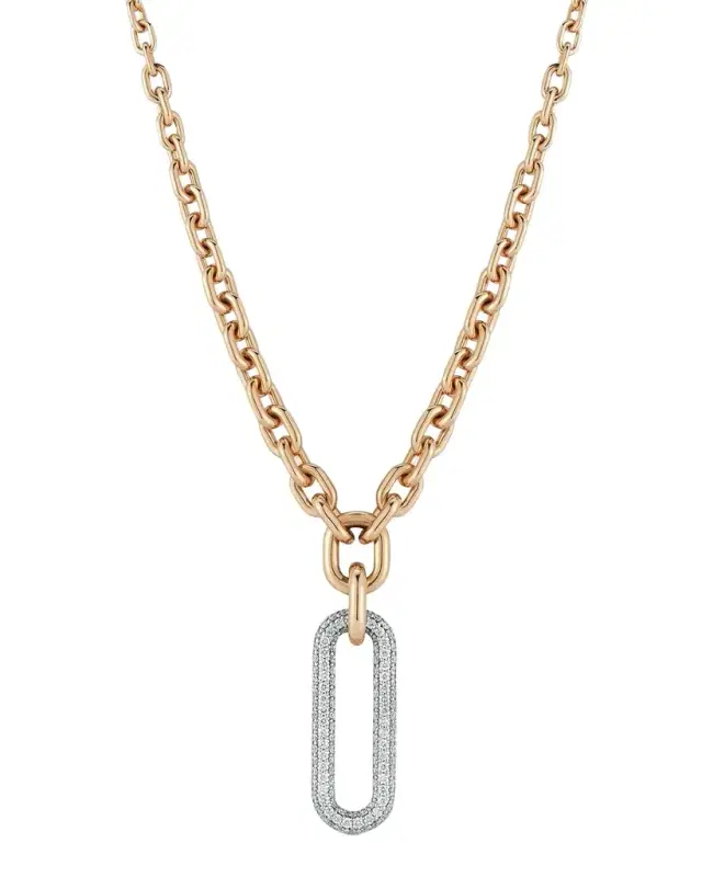 Morrell Graduated Link Necklace with Elongated Diamond Link
