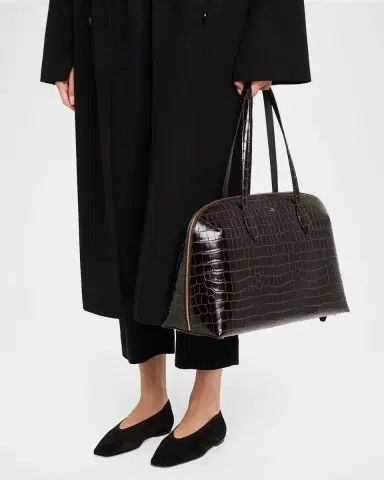 TOTEME Curved Croc-Embossed Leather Day Tote Bag | Thumbnail 2