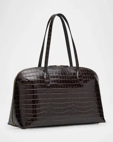 TOTEME Curved Croc-Embossed Leather Day Tote Bag | Thumbnail 3