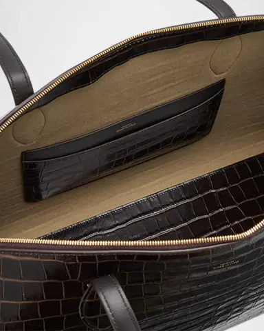 TOTEME Curved Croc-Embossed Leather Day Tote Bag | Thumbnail 4