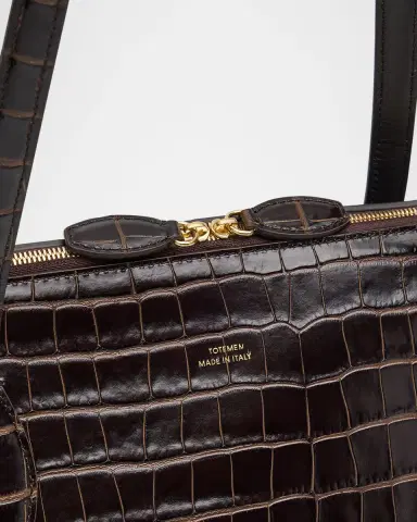 TOTEME Curved Croc-Embossed Leather Day Tote Bag | Thumbnail 6