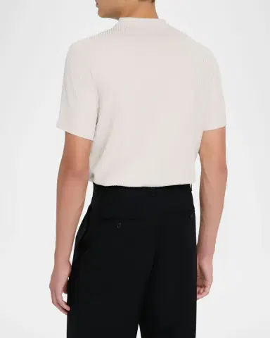 Reiss Men's Argon Stripe Textured Crewneck T-Shirt | Thumbnail 3