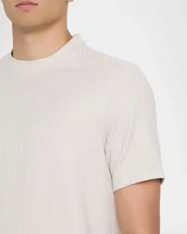 Reiss Men's Argon Stripe Textured Crewneck T-Shirt | Thumbnail 5