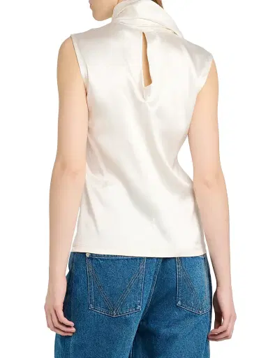 Bottega Veneta Women's Stretch-Silk Scarf Top - White - Size 12 | Thumbnail 5