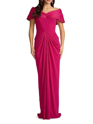 Tadashi Shoji Women's Taffeta & Crepe Off-The-Shoulder Gown - Hibiscus - Size 16 | Thumbnail 2 Tadashi Shoji Women's Taffeta & Crepe Off-The-Shoulder Gown - Hibiscus - Size 16 | Thumbnail 2