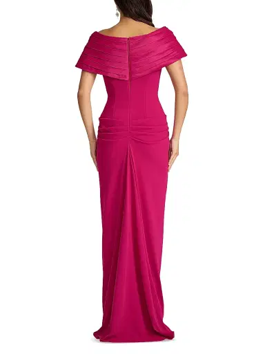 Tadashi Shoji Women's Taffeta & Crepe Off-The-Shoulder Gown - Hibiscus - Size 16 | Thumbnail 4 Tadashi Shoji Women's Taffeta & Crepe Off-The-Shoulder Gown - Hibiscus - Size 16 | Thumbnail 4