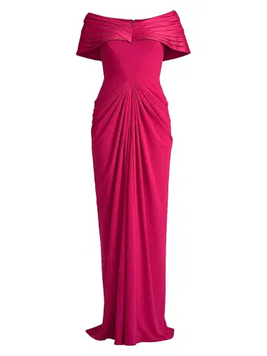 Tadashi Shoji Women's Taffeta & Crepe Off-The-Shoulder Gown - Hibiscus - Size 16 | Thumbnail 1 Tadashi Shoji Women's Taffeta & Crepe Off-The-Shoulder Gown - Hibiscus - Size 16 | Thumbnail 1