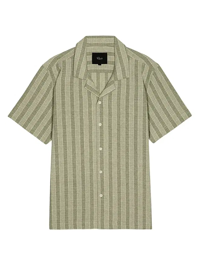 Men's Fielder Striped Cotton Short-Sleeve Shirt - Sage Brush Stripe