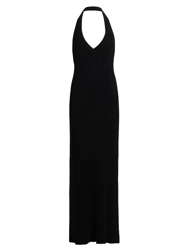 Women's Ivenka Rib-Knit Open Back Halter Maxi Dress - Black