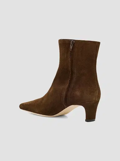 STAUD Women's Wally 55MM Suede Ankle Boots - Dark Brown | Thumbnail 4