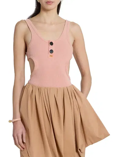 Chloé Women's Cut-Out Embroidered Cotton Tank - Coral Sand | Thumbnail 3 Chloé Women's Cut-Out Embroidered Cotton Tank - Coral Sand | Thumbnail 3