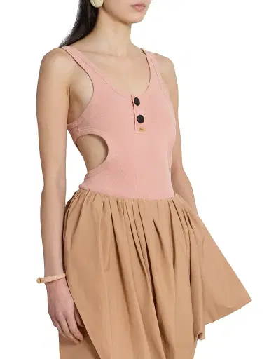 Chloé Women's Cut-Out Embroidered Cotton Tank - Coral Sand | Thumbnail 4 Chloé Women's Cut-Out Embroidered Cotton Tank - Coral Sand | Thumbnail 4