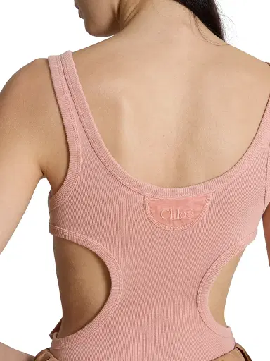 Chloé Women's Cut-Out Embroidered Cotton Tank - Coral Sand | Thumbnail 6 Chloé Women's Cut-Out Embroidered Cotton Tank - Coral Sand | Thumbnail 6