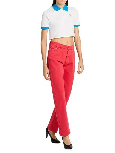 Versace Women's Medusa Pique Crop Polo Top - Multi Color - Size 12 | Thumbnail 2 Versace Women's Medusa Pique Crop Polo Top - Multi Color - Size 12 | Thumbnail 2