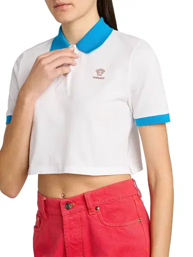 Versace Women's Medusa Pique Crop Polo Top - Multi Color - Size 12 | Thumbnail 6 Versace Women's Medusa Pique Crop Polo Top - Multi Color - Size 12 | Thumbnail 6
