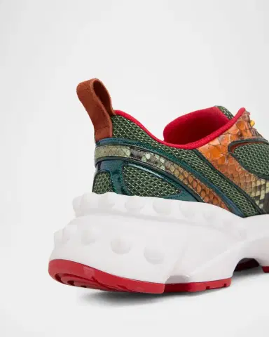 Christian Louboutin Men's So Flo Mesh & Snakeskin Runner Sneakers | Thumbnail 2