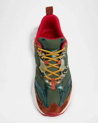 Christian Louboutin Men's So Flo Mesh & Snakeskin Runner Sneakers | Thumbnail 3