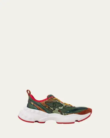 Christian Louboutin Men's So Flo Mesh & Snakeskin Runner Sneakers | Thumbnail 4