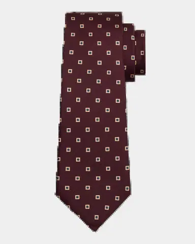 Saint Laurent Men's Wide Geometric Square Silk Twill Tie | Thumbnail 2