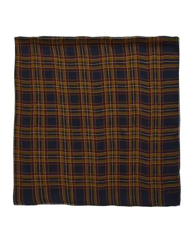 Saint Laurent Men 's Cassandre Tartan Square Scarf