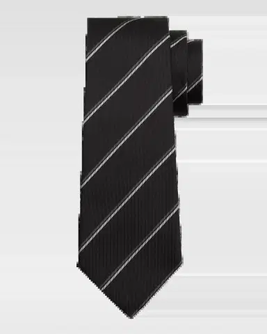 Saint Laurent Men's Woven Diagonal Stripe Silk Tie | Thumbnail 2