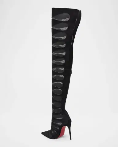 Christian Louboutin 100mm Circus Max Suede and Mesh Over-The-Knee Boots | Thumbnail 2 Christian Louboutin 100mm Circus Max Suede and Mesh Over-The-Knee Boots | Thumbnail 2