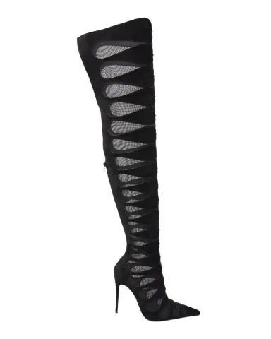 Christian Louboutin 100mm Circus Max Suede and Mesh Over-The-Knee Boots | Thumbnail 1 Christian Louboutin 100mm Circus Max Suede and Mesh Over-The-Knee Boots | Thumbnail 1