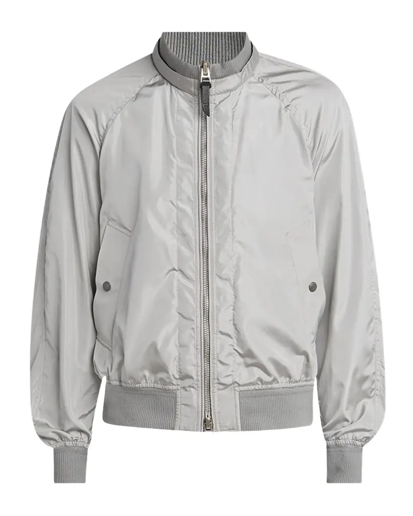 Men 's Silk Taffeta Knit Bomber Jacket