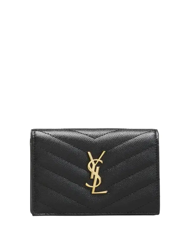 Saint Laurent YSL Monogram Grain de Poudre Flap Card Case