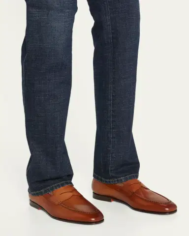 Santoni Men's Door Leather Penny Loafers | Thumbnail 2