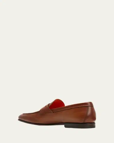 Santoni Men's Door Leather Penny Loafers | Thumbnail 4