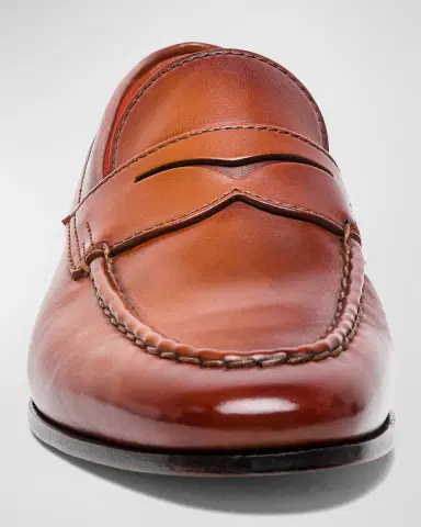 Santoni Men's Door Leather Penny Loafers | Thumbnail 7